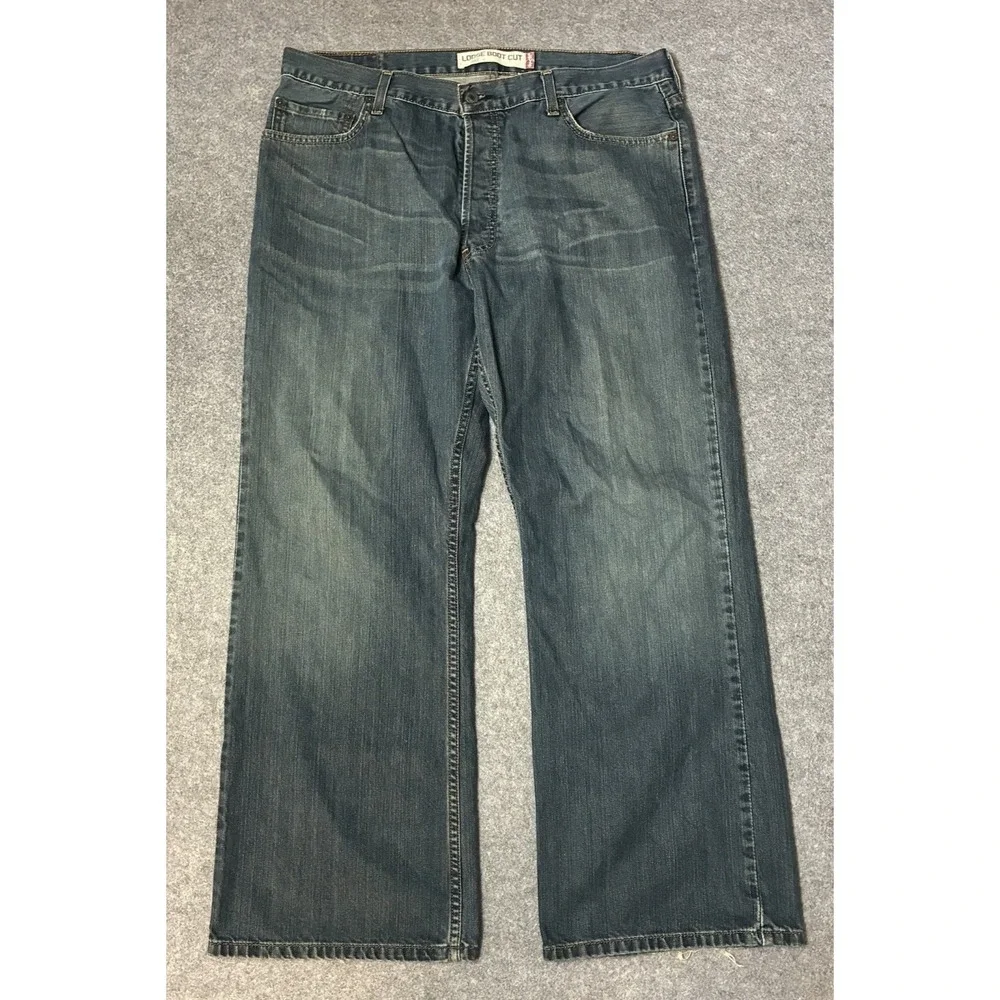 Vintage Y2K Levis 567 Loose Boot Cut Jeans 36x29 Baggy Wide Leg Faded Whiskers